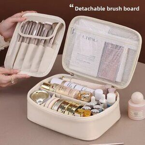 Beige Large Capacity Multi-Compartment Travel Toiletry Cosmetic Bag BRAND-NEW